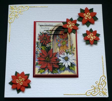 Poinsettias & Church Window Invertage by VALERIE BOYLE