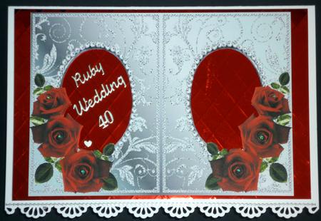 Red Roses on Aqua with Diamonds Double Frames by VALERIE BOYLE