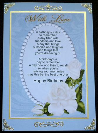 A4 Blue Swirls, Pearls and Ivory Roses Card Front by VALERIE BOYLE