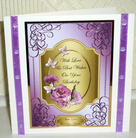 Metallic Card Front with Flowers & Butterflies 3 by VALERIE BOYLE