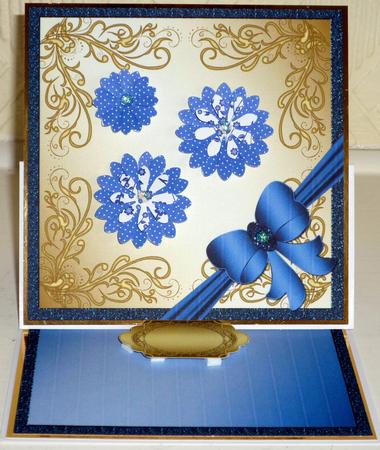 Fancy Swirls & Bow Cut & Fold Blank Square Card 8 by VALERIE BOYLE