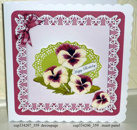 Pansy on Butterfly Lace Matching 3D Decoupage Sheet by VALERIE BOYLE