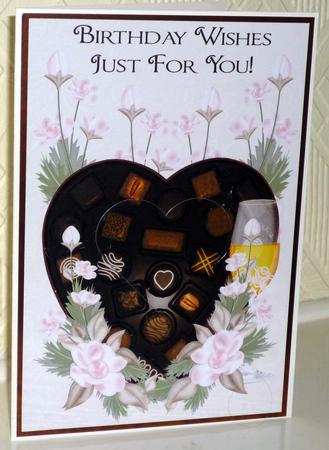 Chocolates Wine and Flowers Quick Card by VALERIE BOYLE