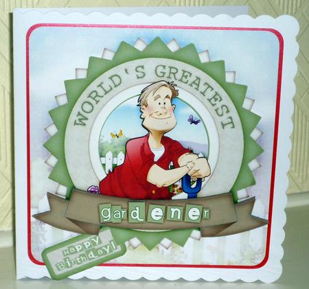 Gardening Dude Shabby Chic 8x8 by VALERIE BOYLE