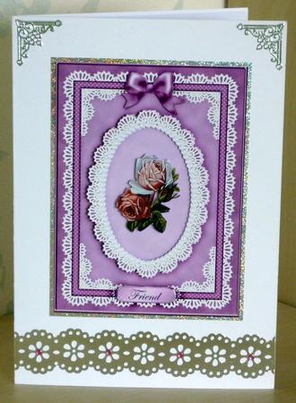 A4 Pearls, Lace and Ribbon Plain Card Base by VALERIE BOYLE