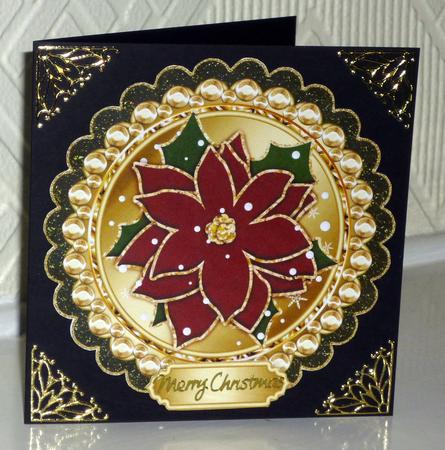 Christmas Poinsettia Large Scalloped Topper 2 by VALERIE BOYLE