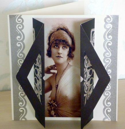 Triangle Gatefold Vintage Lady in Vintage Colours by VALERIE BOYLE