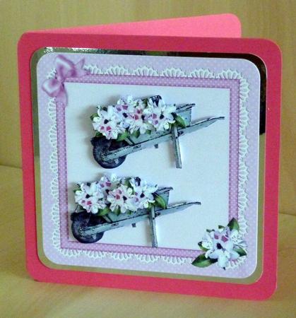 Flower Filled Wheelbarrow Matching 8 x 8 Insert Panel and Gr by VALERIE BOYLE