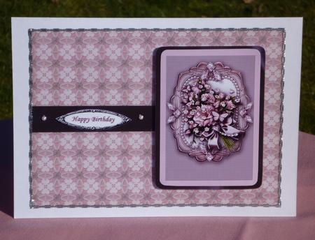 Vintage Pink Roses Bouquet in a Frame, Toppers Sheet by VALERIE BOYLE