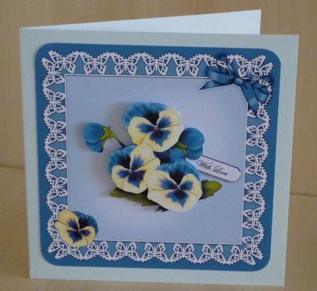Pansy on Butterfly Lace Matching 8 x 8 Insert Panel and Gree by VALERIE BOYLE