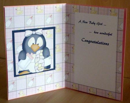Baby Penguin Pingu Girl Card Insert 1 by VALERIE BOYLE