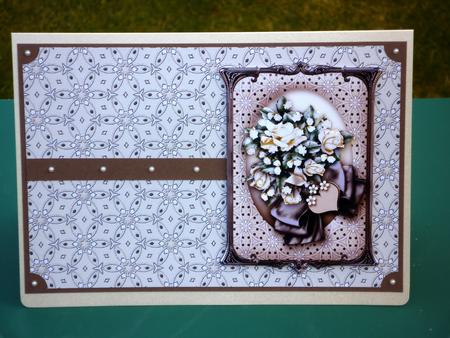 White Roses Bouquet in a Bronze Frame, Backing Paper 2 Sheet by VALERIE BOYLE