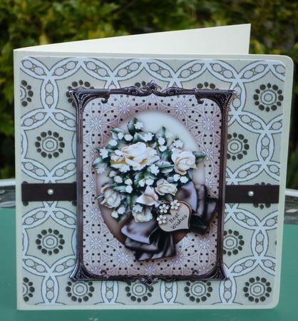 White Roses Bouquet in a Bronze Frame, Backing Paper 3 Sheet by VALERIE BOYLE