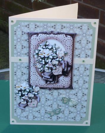 White Roses Bouquet in a Bronze Frame, Backing Paper 1 Sheet by VALERIE BOYLE