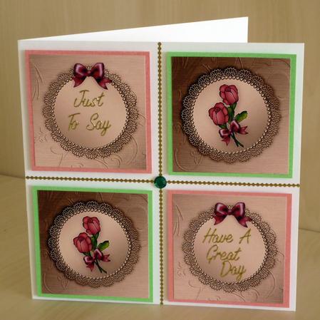 Roses and Metallic Lace Matching Insert Square Portrait by VALERIE BOYLE