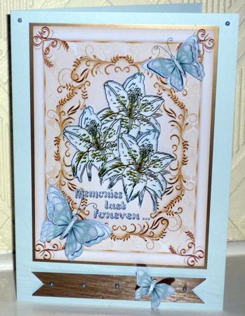 Memories Last Forever -  Lilies & Butterflies Cream & Aqua by VALERIE BOYLE