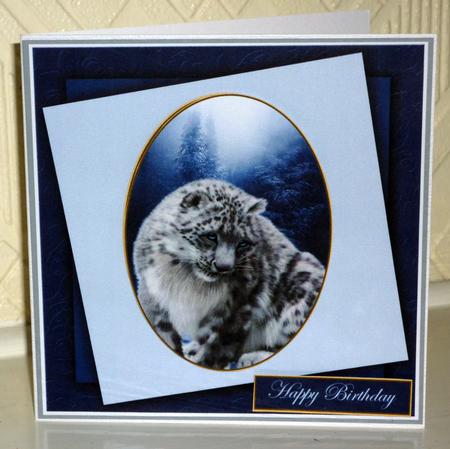 Beautiful Snow Leopard Card Topper by VALERIE BOYLE