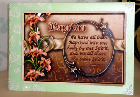 Baptism Peach Floral Decoupage, Decoupage Step by Step by VALERIE BOYLE