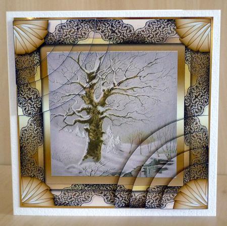 Gold Snow Walk 6 Inch Duo Corner Stack Card Front by VALERIE BOYLE