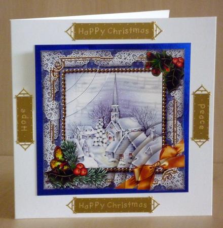 Blue Church Holly 6 Inch Duo Corner Stack Card Front by VALERIE BOYLE