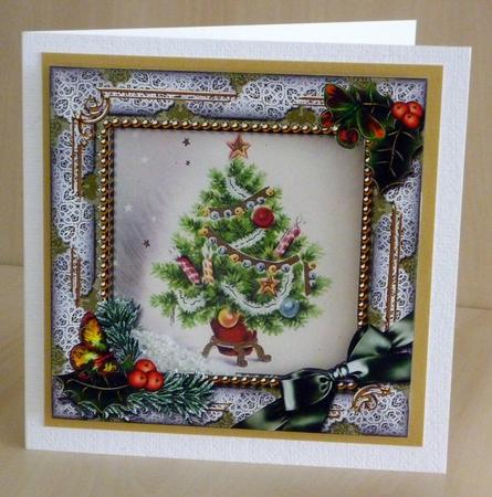 The Tree Holly Ornate Square Card Front and Frame by VALERIE BOYLE