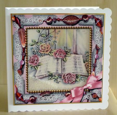Songbook Beaded Ornate Square Card Front and Frame by VALERIE BOYLE