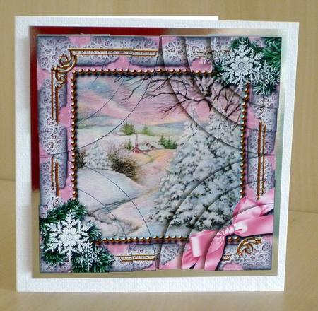Christmas Stream Snow All 4 Rounded Corner Card Front by VALERIE BOYLE