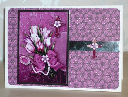 Pink Tulips Bouquet on a Mat Backing Paper 2 Sheet by VALERIE BOYLE