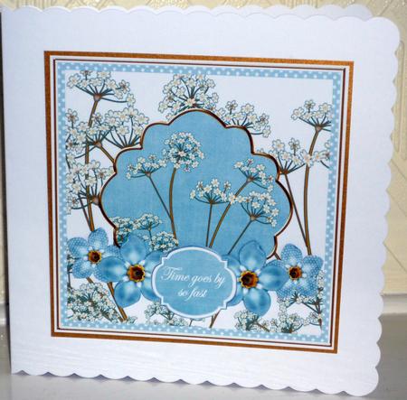 Teal Dotty Fmk Time Goes 7in Time Flower Decoupage Topper by VALERIE BOYLE