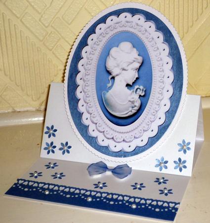 Pretty in Powder Blue, Lady Cameo Oval Pyramids by VALERIE BOYLE