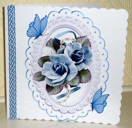 Blue Roses with Pearls and Butterflies by VALERIE BOYLE