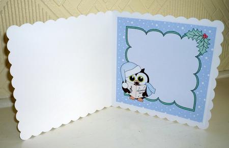 8 x 8 Christmas Carol Singing Little Hoot Owl Corner Stacker by VALERIE BOYLE