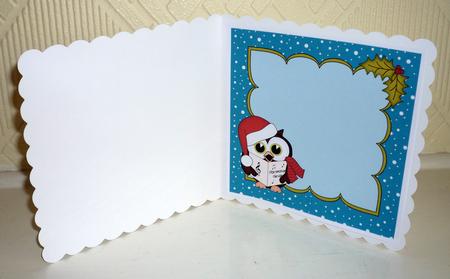 8 x 8 Christmas Carol Singing Little Hoot Owl Insert by VALERIE BOYLE