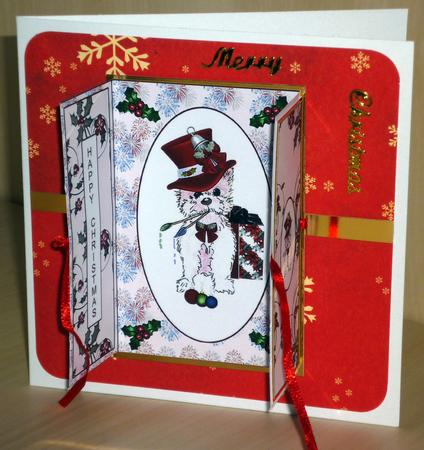 Arty Pup Christmas Gate Fold Card by VALERIE BOYLE