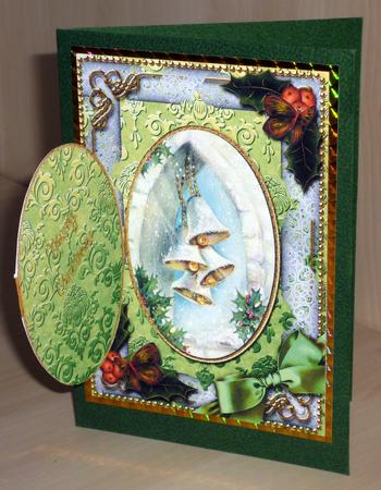 Snow Bells Holly A5 Locket Card Front by VALERIE BOYLE