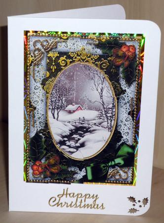 Winter Walk Holly 7x5inch Scalloped Duo Corner Stacker by VALERIE BOYLE