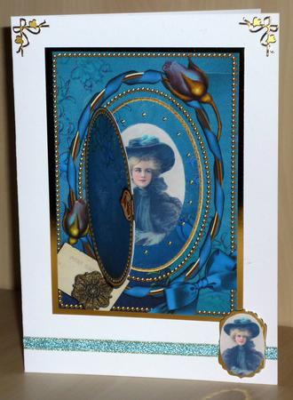 Blue Floral Vine Plain A5 Locket Card Front by VALERIE BOYLE