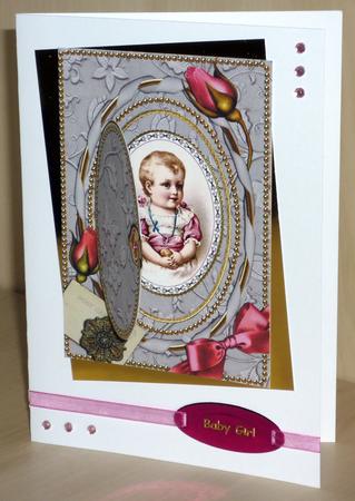 Grey Floral Vines Rose A5 Locket Card Front by VALERIE BOYLE