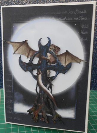Gothic Cross, Dragon & Full Moon by Valerie Cuthbertson