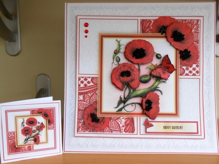 Poppy Lace Squares Card Kit by Valerie Cuthbertson