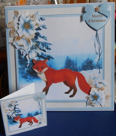 Beautiful Fox Christmas Card Mini Kit & Decoupage by Valerie Cuthbertson