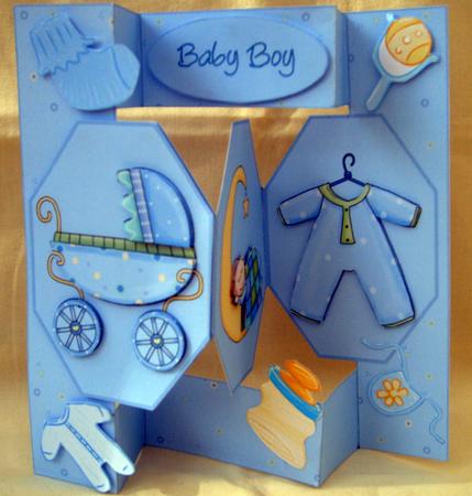 Baby Boy 3 Panel Pop Up Card by Valerie Cuthbertson