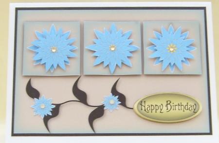 Oriental Blue Flowers Landscape Card Front by Valerie Cuthbertson