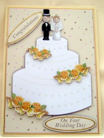Wedding Cake with Bride and Groom by Valerie Cuthbertson