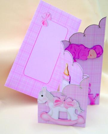 Baby Girl 3D Cascade Card Kit with Decoupage by Valerie Cuthbertson
