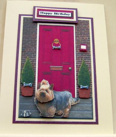 Yorkshire Terrier with a Red Door by Valerie Cuthbertson