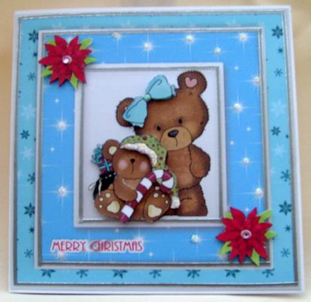 Christmas Bear Card Front by Valerie Cuthbertson
