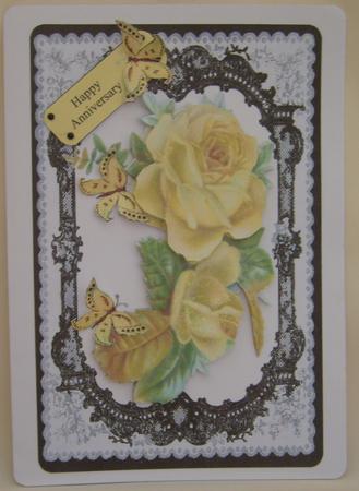 Elegant Cream Roses on Effective Lace Background by Valerie Cuthbertson