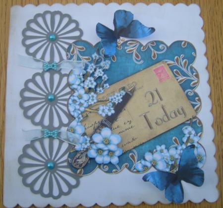 Blue Blossom 21 Today Scallop Postcard Step by Step by Valerie Cuthbertson