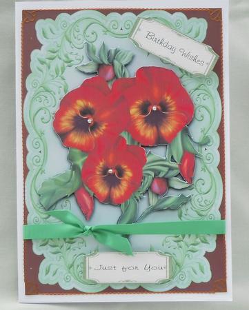 Gorgeous Red Pansies Topper & Plaque by Valerie Cuthbertson